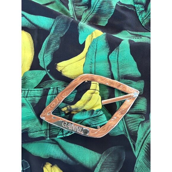 Ganni Recycled Belted One Piece Swimsuit Banana Tree Black Womens Size 34 US 2 - Picture 5 of 9